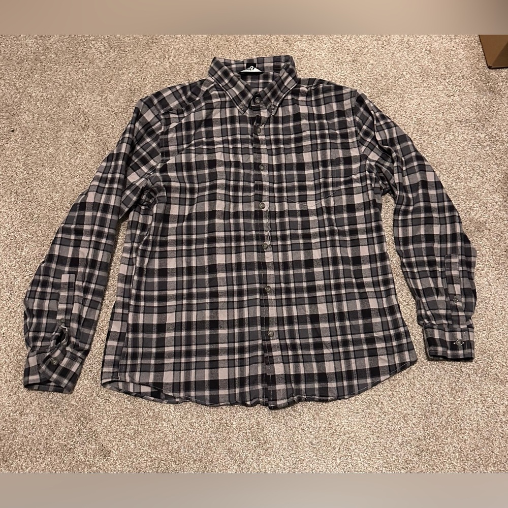 Eddie Bauer Black and Gray Plaid Men's Shirt